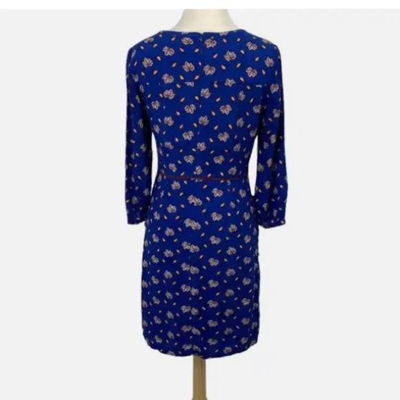 Boden Fit & Flare Mini Dress Allover Leaf Print Blue Dress - Picture 3 of 6